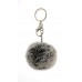 Key Chain - Rabbit Fur Pom Pom - Gray - KC-YQ001GY